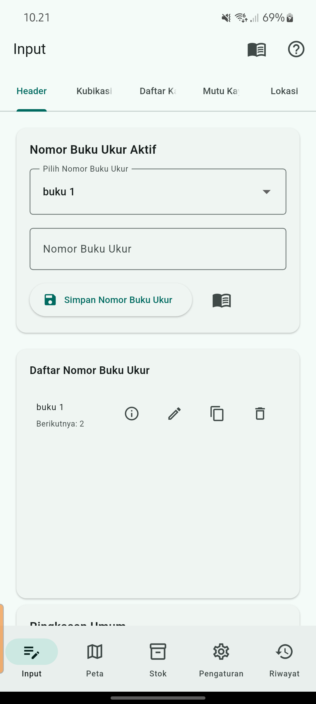 RimbaLog header tab