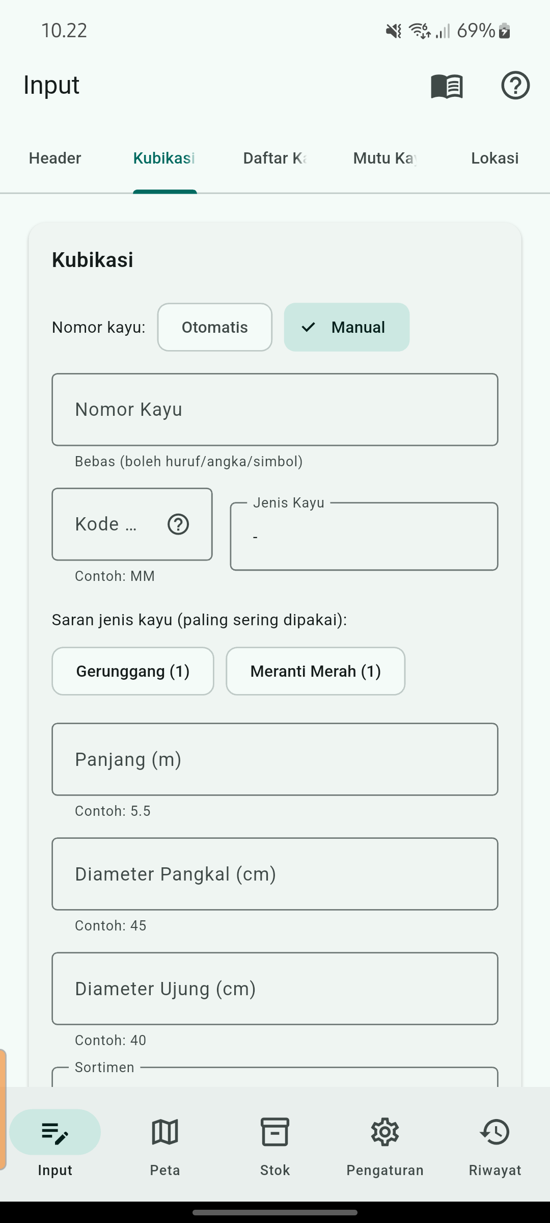 RimbaLog kubikasi form