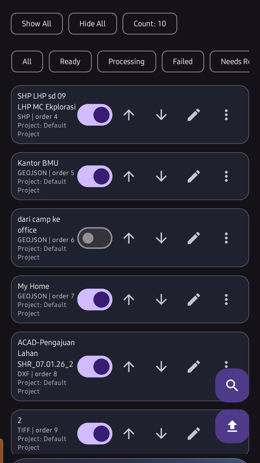 SField layers panel