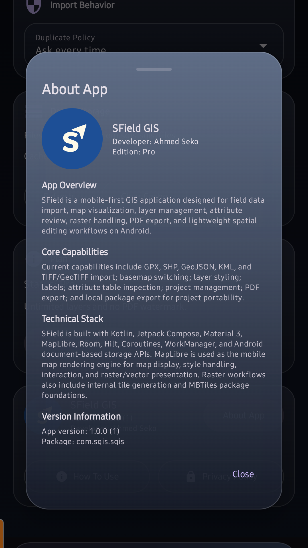 SField project export