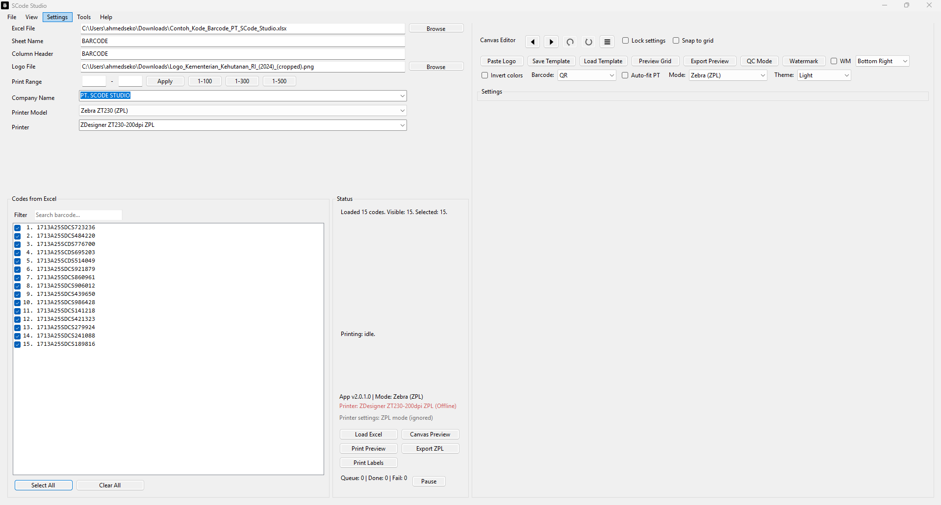 Load Excel data